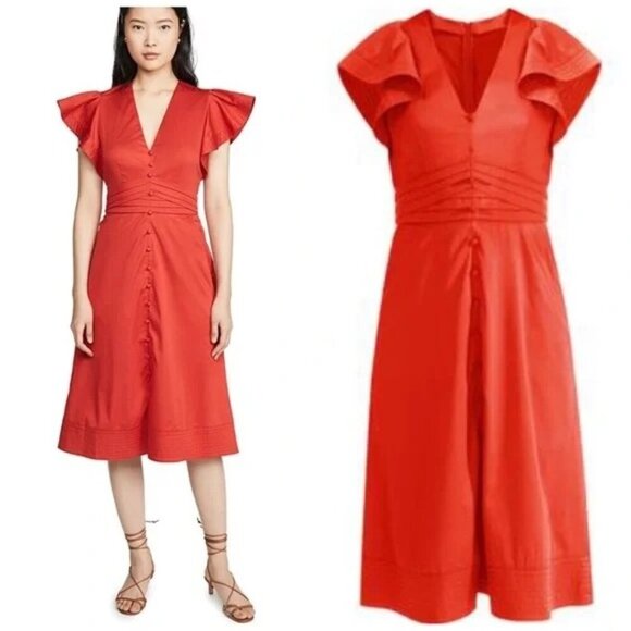 Veronica Beard Sada Red Dress Size 0 2 - Picture 1 of 6